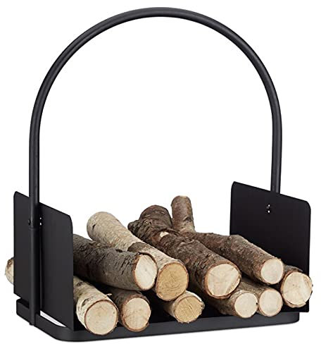 KHYTEBV Support de Rangement de Bois de Chauffage sur Pied en Fer Décoration de cheminée Panier à Magazines Pliable Support de Bois de Chauffage en métal extérieur