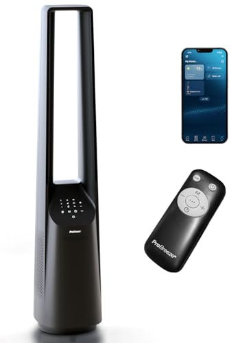 Pro Breeze 101cm rotorloser Ventilator - Smart Home Ventilator mit WLAN, Fernbedienung, LED Display, 6 Geschwindigkeiten - Turmventilator sehr leise, 5 Betriebsmodi, Auto 60° Oszillation, 7h Timer