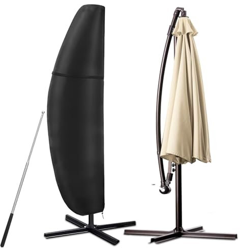 NEMMXUB Sonnenschirm Schutzhülle mit Stab, 3 M Ampelschirm Schutzhülle, Wasserdicht, UV-Beständig, Winddicht und Schneesicher (280 X 30/80/50 CM, Schwarz)