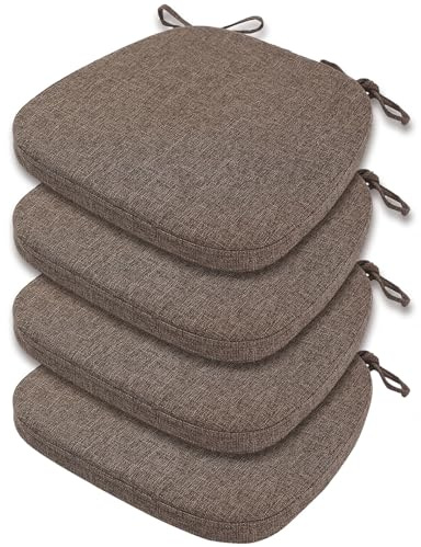 SJMDMZD 4/2/1er Set Stuhlkissen Baumwolle und Leinen 42x40x35 cm Sitzkissen Stuhl mit Riemen Rutschfestes Waschbares Sitzauflage für Stühle im Büro Outdoor Indoor Garten H 4 Pieces