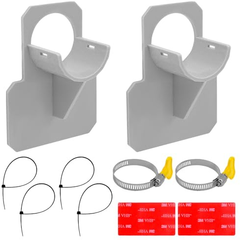 INHEMING 2 Stück Pool Schlauchhalter, Pool Rohrhalterung, 30-37mm Pool Schlauchhalterung mit Kabelbinder, Pool Schlauch Halterung, Pool Schlauch Zubehör mit Anti-Durchstichen (Grau)