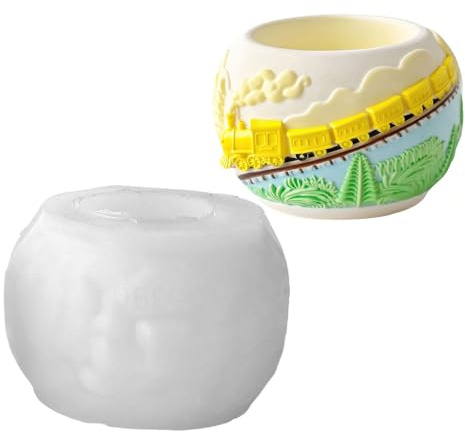 para macetas de cemento en relieve 3D,Molde para recipientes de cemento - Molde para candelabros de silicona para resina epoxi arte adultos creativos niños organizadores eventos