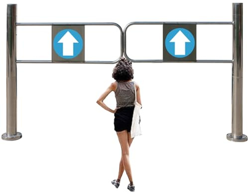 Spring-Loaded Safety Swing Gate 97cm - Automatic Closing Security Door for Library & Warehouse, Durable Metal Access Entrance Gate (200x100cm)