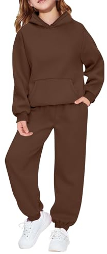 Tuta da ginnastica per bambini, set completo da 2 pezzi, per ragazzi e ragazze, oversize, a maniche lunghe, con cappuccio, pantaloni larghi e pantaloni da jogging per la scuola