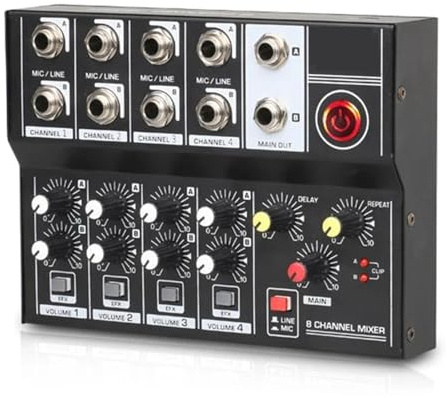 Mesa De Mezclas Dj Mezclador de audio profesal 8 canales, consola DJ digital, interfaz móvil, portátil, tabla frecuencias sonido, tarjeta amplificadora, mezcladora
