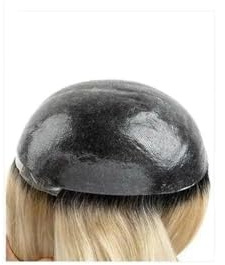 Für Männer Echthaar-Toupet for Männer, Ombre-Blond mit schwarzen Wurzeln, männliche Haarprothese, 0,08 mm PU, geknotete Haut, Herrenhaarteil, indisches Remy-Glatthaarsystem Perückenkopf(8x10)