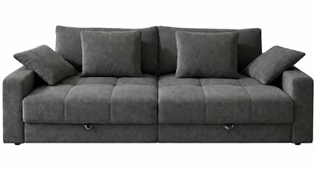 luma-Home 15243/ Big-Sofa Lounge-Couch mit 2 Bettkästen, Grau