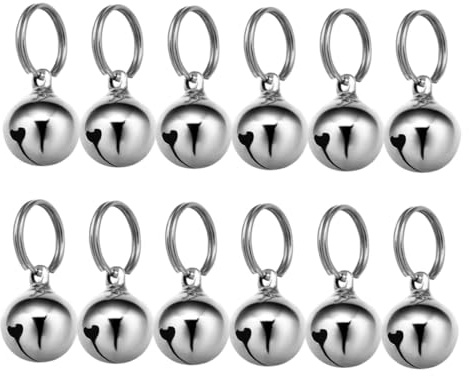 Kichvoe Campanelli per Collari Gatti e Cani Piccoli, 12 Pezzi Ciondoli Campanellini in Metallo 16mm, Resistenti e Impermeabili per Attività All’aperto e Indoor
