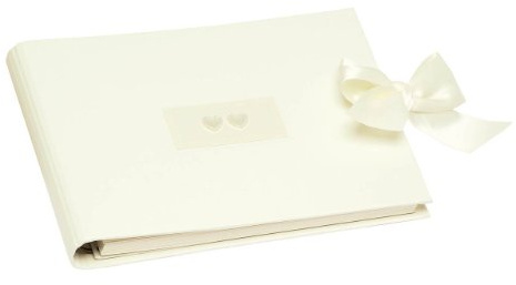 Rössler Papier 1877822005 - Two Hearts - Fotoalbum/Gästebuch (60 weiße Seiten, 30 Blatt, 22 x 18 cm) weiß mit Herzen-Applikation und Schleife