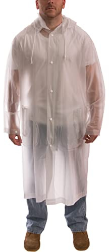 Tingley Tuff-Enuff C61210 Rain Coat With Detachable Hood, 2X, Clear