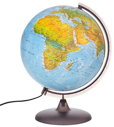 CGE Illuminated Globe 30cm Dual Map Earth Tones