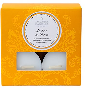 Shearer Amber Rose Scented Tea Lights, Pack of 8, White