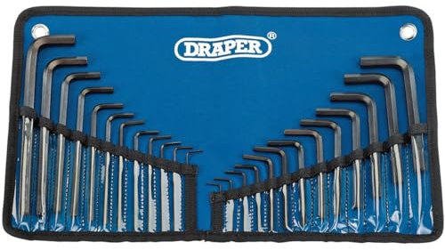 Draper 33892 Metric/Imperial Combined Hexagon Allen Key Set in Tool Roll, 25 Pieces , Blue