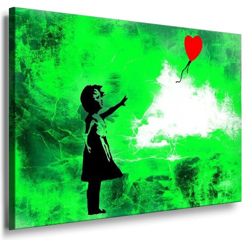 Fotoleinwand24 Bild auf Leinwand - Banksy Graffiti Art There is Always Hope AA0134 / Grün / 120x100 cm