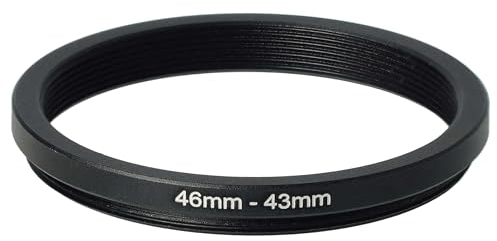 vhbw anello adattatore step-down da 46 mm a 43 mm compatibile con obiettivo fotocamera - Adattatore filtro, metallo, nero