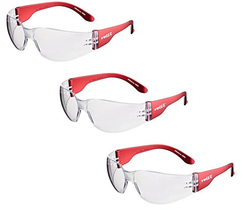 voltX 3 x GRAFTER’ Lightweight Industrial Safety Glasses, UKCA & CE EN166f Certified/Cycling Safety Glasses (Clear Lens) Anti-fog and Anti-scratch, UV400 lens protection.