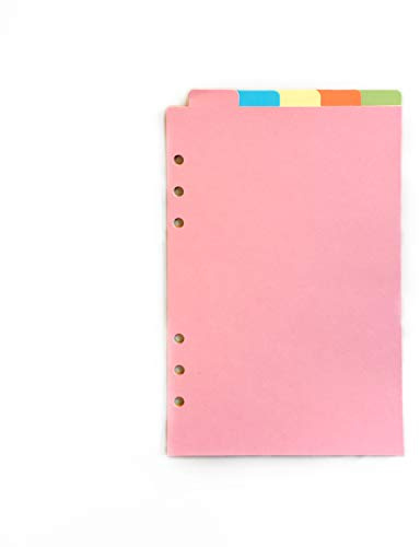 Onglets d'index pour A5 6 trous couverture anneau rond vue classeur dossier de fichiers feuilles mobiles protecteurs de couverture de reliure Divider Vertical Colored Pape, A5/21cm*15cm