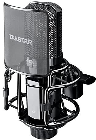 Takstar PC-K850 XLR Kondensator Mikrofon, Satter und Klarer Klang, Professional 34mm Großmembran Mikrofone mit Pop Schutz Filter, Shockmount für Studio, Aufnahme, Podcasting, Voice-Over, Streaming
