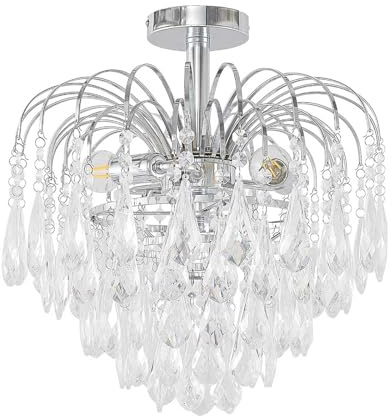 Lindby Ceiling Light Silino dimmable (Modern) in Silver Made of Metal for e.g. Living Room & Dining (3 Light Sources, E14) from Ceiling lamp