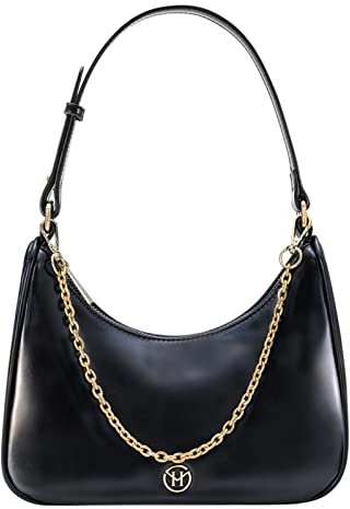 VICTORIA HYDE Clutch Bag Damen Klein Umhängetasche Retro Echtleder Schultertasche Vintage Handtasche, Blackkk