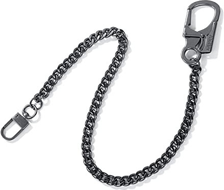 Ahiller Biker Wallet Chain, Heavy Duty Pocket Chain with Carabiner Clip, Men Chains for Key, Jean, Pant, Purse and Handbag (BKL-black,1p)