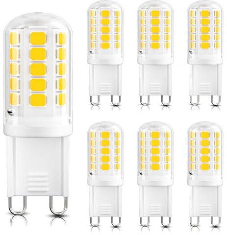 DiCUNO G9 LED Bulb, 4000K Natural White, LED G9 Light Bulbs 4W, Equivalent to 40W Halogen, Non-dimmable, 400 LM, T4 Bi-pin Base Replacement for Chandelier Light, Home Lighting, 6 Pack