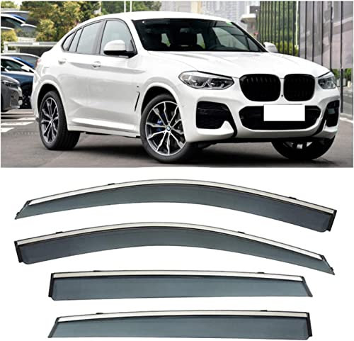 HCGLED 4 Piezas Deflector Ventana Lateral para BMW X4 2018-2022, Visera Ventana Lateral Coche Toldos Ventilación Visera Ventana Lateral