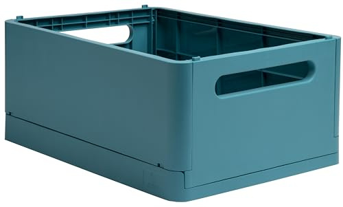 Exacompta - Réf. 27234D - 1 caisse pliable, casier, boîte de rangement multi-usages SMARTCASE - Livrée à plat, dimensions non pliées : Prof.37,5 x larg.27,5 x Haut.16,3 cm - Couleur bleu pacifique