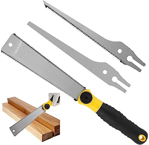 Japanese Pull Hand Saw 8 Inch High Carbon Steel Non-Slip Flush Cut Saw with 3 Replaceable Blades Cutting Trimming Tool for Woodworking
