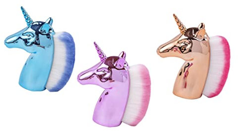 Housoutil 3pcs Unicorn Nail Art Cleaning Brush Nail Scrubbing Brush for Dust Removal Manicure