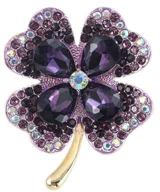 Oenothera Vierblättriges Kleeblatt Brosche, Strass Broschen, Broschen für Damen, für Frauen Freundin Partei Dekoration Geschenk
