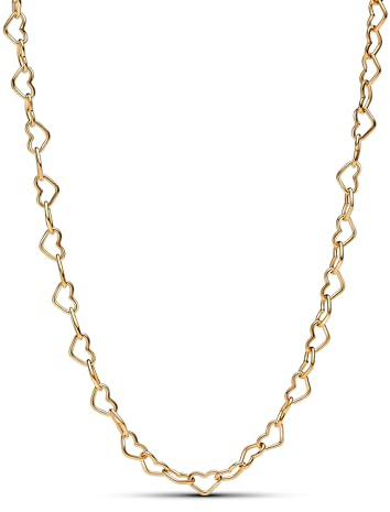 PANDORA Moments Verbundene Herzen Collier-Halskette aus Sterling Silber mit vergoldeter Metalllegierung, Kompatibel Moments Charms, Größe 45cm, 363334C00-45