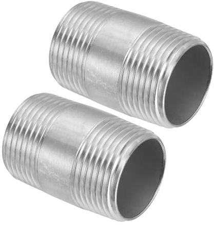 PATIKIL Raccordo Tubi in Acciaio Inossidabile 304 G1 x G1 Filetto Maschio, 2pz 2 Pollice/50mm Lunghezza Connettore Raccordo Accoppiamento Tubo Fuso con Capezzolo