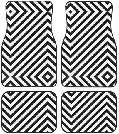 Autoteppich, wasserdicht, 4 mm dick, hochwertiges Autozubehör, niedlicher Autoteppich, Schwarz / Weiß