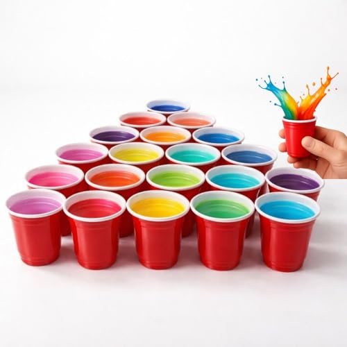 NAEEM SONS Red Shot Glasses 20x 2oz Red Plastic Mini Durable Reusable Party Cups 60ml- Drink Cups Small Sample Tasting Cups for Birthdays, Weddings, BBQ, Parties (Pack of 20)