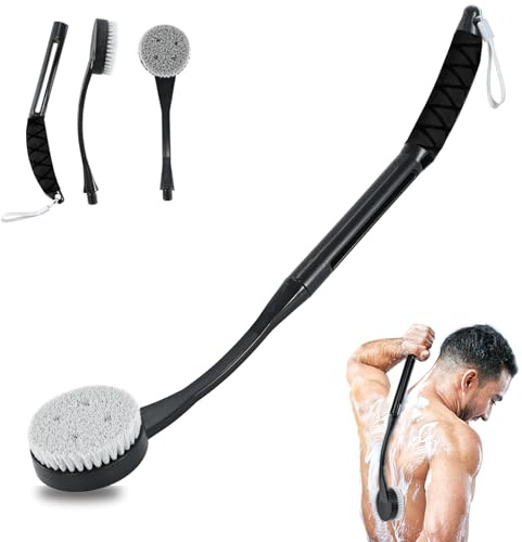 Back Scrubber for Shower,20.5 Bath Brush Long Handle for Shower for Deep Clean,Back Brush for Shower for Men Women(Black)
