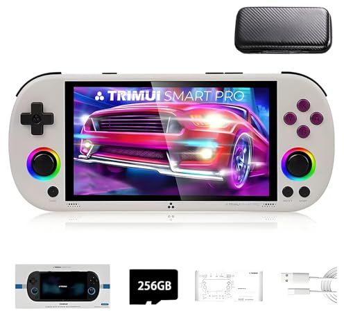 TRIMUI SMART PRO Handheld Game Console 256G SD Card with 14300+Games, Linux System A133P Processor 5-Inch Screen Retro Video Gaming Console Boy Girls Adult Gifts - with Carry Case