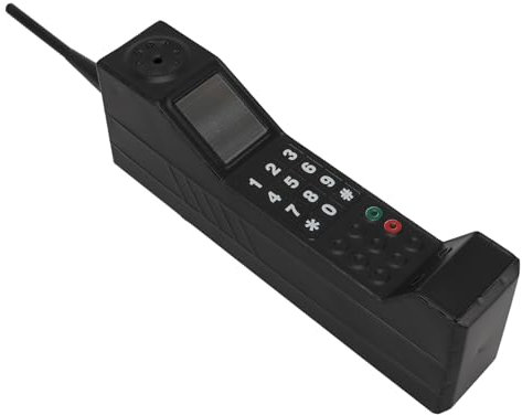Fockety Brick Cell Phone Ornament, 80s 90s Cell Phone Vintage Cellphone Retro Mobile Phone, Old Fashioned Cell Phone Model, Metal Brick Mobile Phone Model Photography Props for Home Black