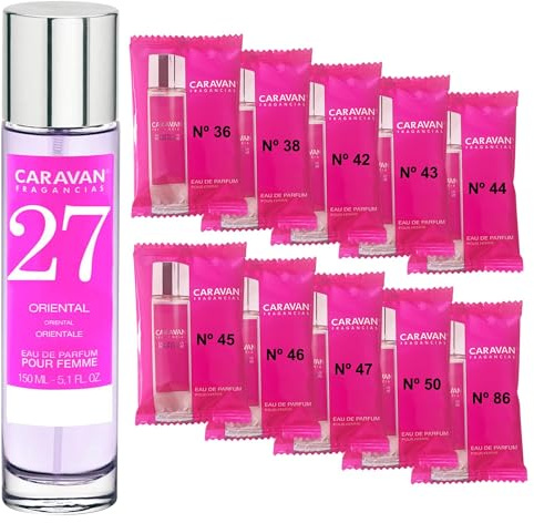 CARAVAN FRAGANCIAS Damenparfüm Nr. 27, 150 ml + Set mit 10 Flaschen mit verschiedenen Damenduften von Caravan, um neue Düfte zu entdecken