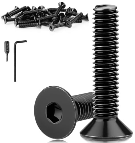 Mbsomnus 60 Piezas Tornillo Avellanado Hexagonal M3x20 mm Tornillos de Cabeza Allen Plana Acero Inoxidable V2A V2A, DIN 7991/ISO 10642 Rosca Completa Para Reparación de Máquina de Muebles