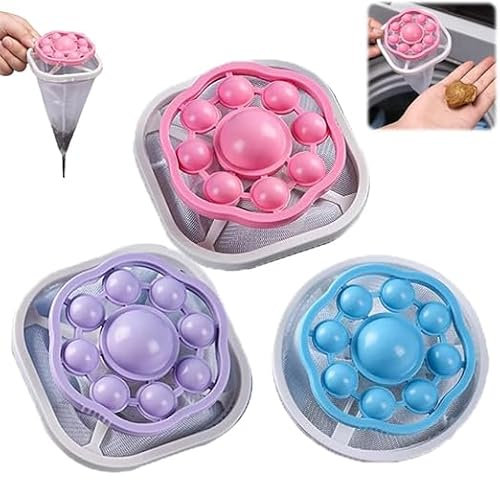 3 Stück Floating Hair Filtering Mesh Removal, 2025 Neu Tierhaarentferner Waschmaschine, Anti Fussel BäLle Waschmaschine, FusselbäLle Waschmaschine, Waschball, WaschbäLle (Kombination)
