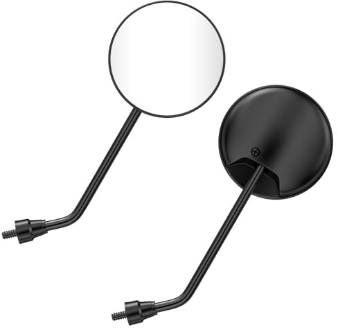 Nicrulp 2 Pezzi Specchietti Moto Manubrio Rotanti a 360°, Specchietto Moto Retrovisore Rotondo Universali, Specchietti Retrovisori, per Scooter, ATV, Moped, Roller, Cruiser, Nero