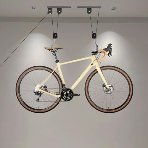 POTYYH Elevador de bicicletas de hasta 60 kg, soporte de techo con polea para bicicletas y bicicletas eléctricas