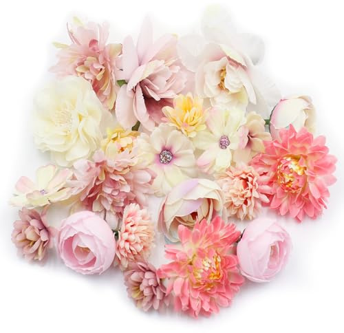 Vlecexs Fiori Artificiali, 42 Pezzi Fiori Finti Artificiali Teste, Fiore Decorativo Multicolore Simulazione per Matrimoni Festa Casa Decorazione Fai da te Corona Torta Bouquet (4-8CM)