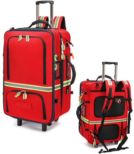 JuanNest Arzttasche Mit Trolley, Notfalltasche Leer, Tasche Für Erste Hilfe Tasche Rettungsdienst Große Kapazität Mit Interior Division Board Und Rutschfestem Boden,Home Nurse Case,Wanderrucksack A