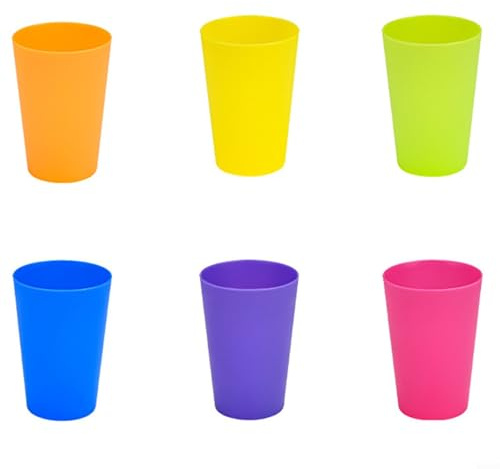 Besttoolifes Lot de 6 gobelets en plastique colorés incassables réutilisables empilables pour enfants et adultes