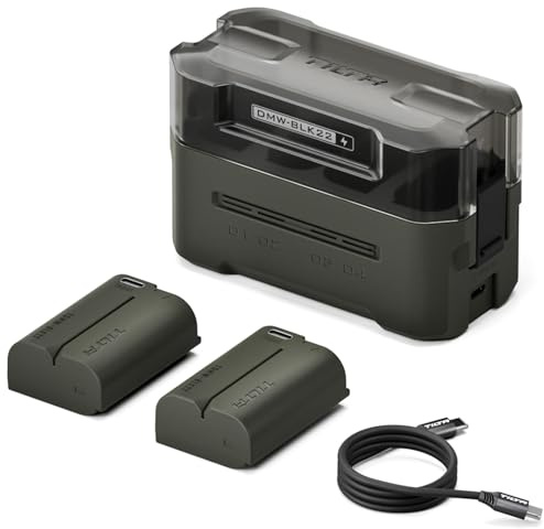 Set batteria e caricabatteria DMW-BLK22, 2 batterie da 2400 mAh e caricabatteria rapido USB-C PD 45W a quattro canali,compatibile con Panasonic Lumix S5/S5II/S5M2, S1RII,GH6,GH5II,G9M2 TBC-BLK22-A-GN