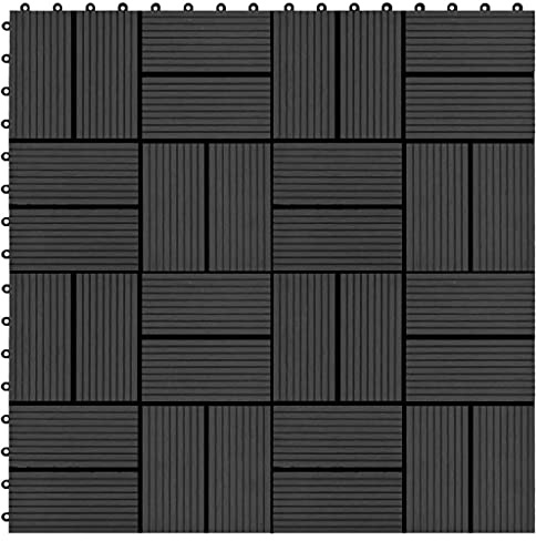 Générique Carreau de terrasse 11 pcs WPC 30 x 30 cm 1 m² Noir,Quincaillerie,Matériaux de Construction,Tapis & revêtements de Sol,Noir,9 KG,45031