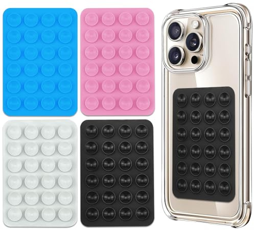 NiceBest Ventose per Telefono, 4 Pezzi Ventosa per Telefono, Silicone Ventosa per Cellulare, Supporto Adatto per Selfie Video e Utilizzo a Mani Libere(Nero + Blu + Bianco + Rosa)