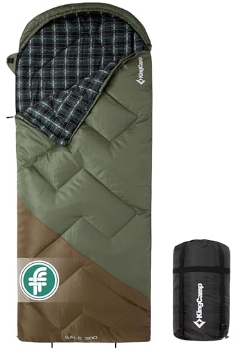 KingCamp Flanellsovsäck varm 3-4 säsonger, lätt vattentät inomhus- och utomhusbruk för vuxna barn för vandring, backpacking och camping med kompressionssäck